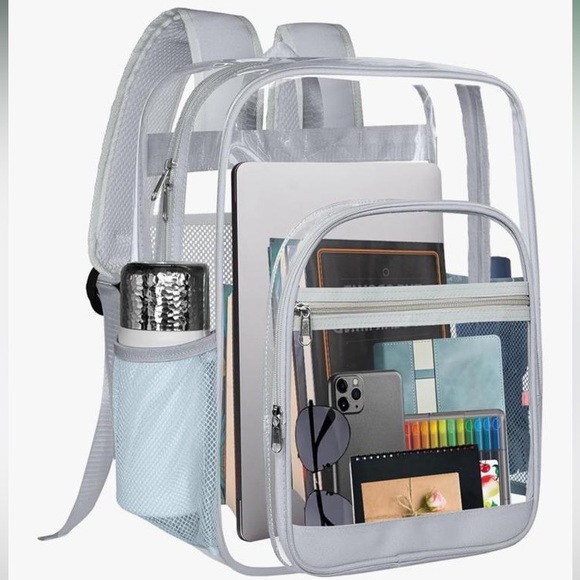 Handbags - NWT Clear Transparent Gray Backpack- Men Women- Stadium Bag